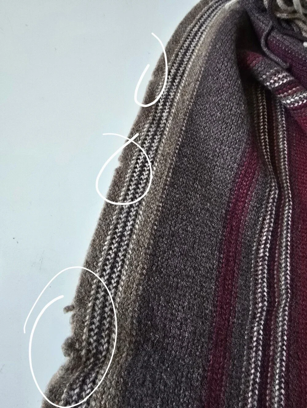 Banana Republic Striped Fringe Cashmere Wool Blend Scarf